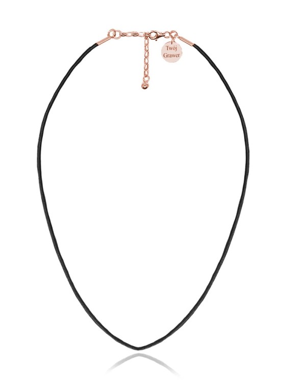 naszyjnik rzemień rożowe złoto cienki