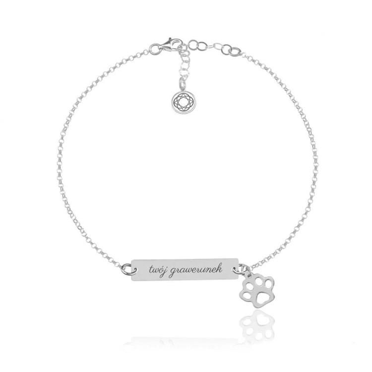 bransoletka z łapką i grawerem