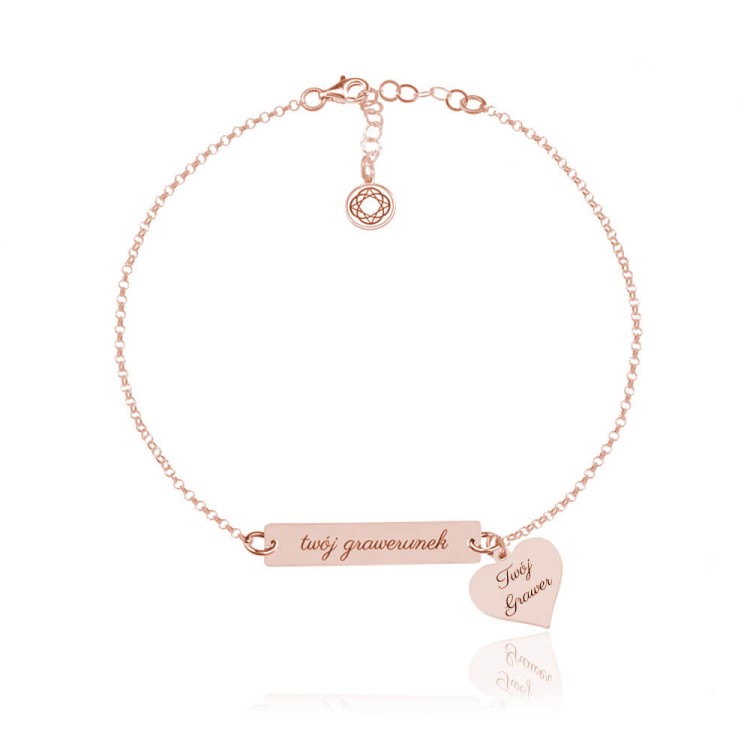 bransoletka grawer serce różowe złoto