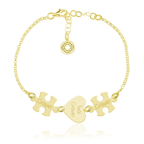 bransoletka z puzzlami i sercem