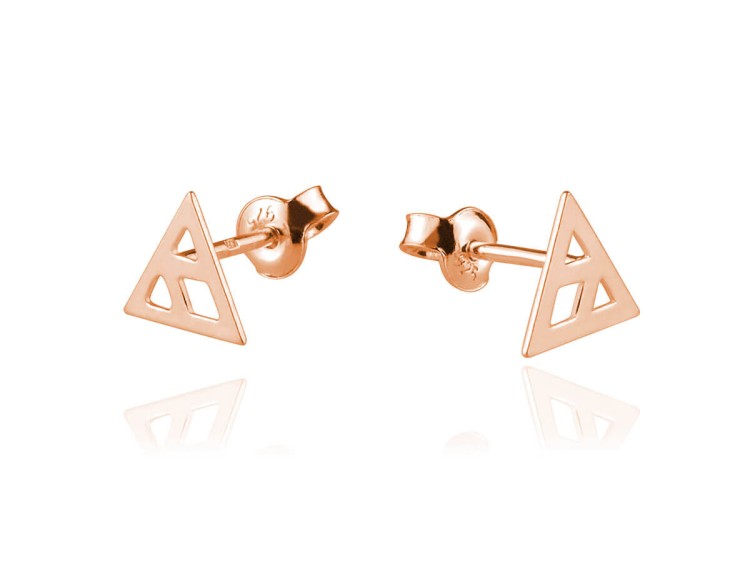 kolczyki trójkąty rose gold