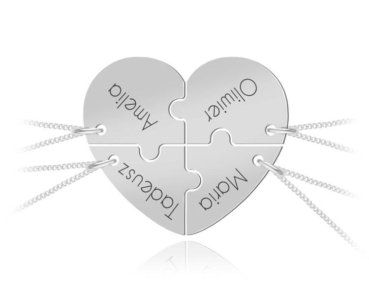 komplet 4 naszyjników puzzli