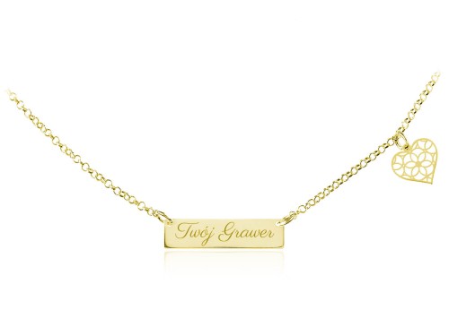 naszyjnik z azurowym sercem złoty