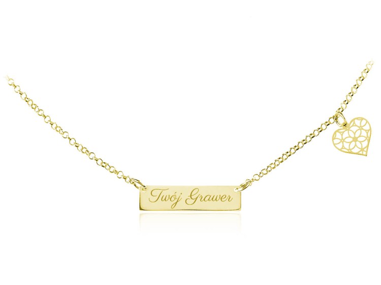 naszyjnik z azurowym sercem złoty