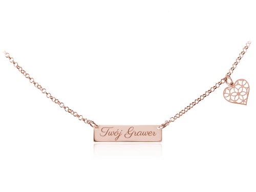 naszyjnik z ażurowym sercem rózowe złoto