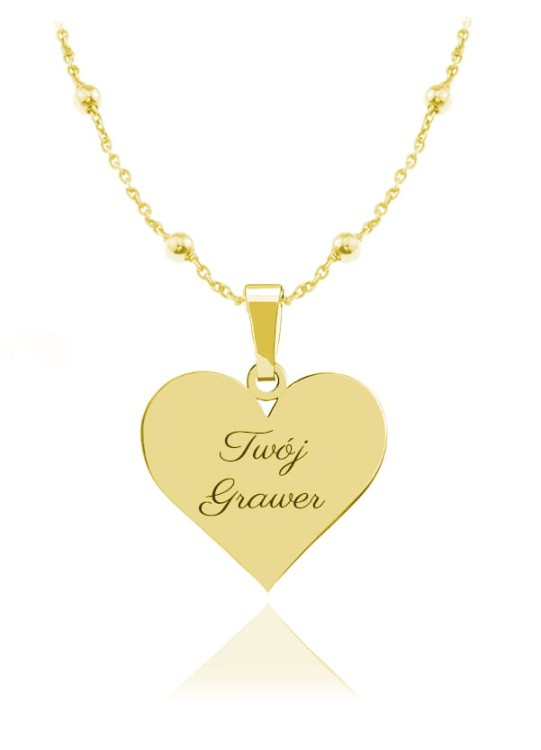 złoty naszyjnik z sercem łańcuszek kulki