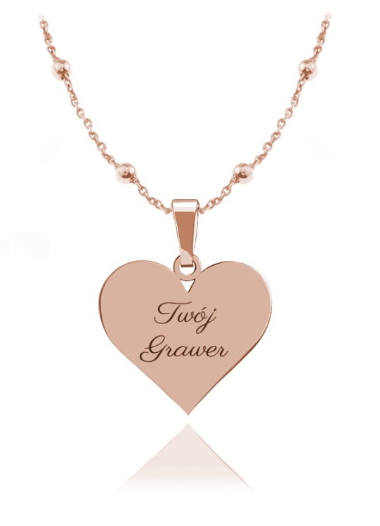 naszyjnik z sercem łańcuszek kulki