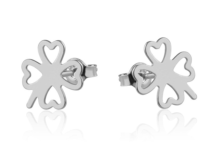 srebrne kolczyki koniczynki