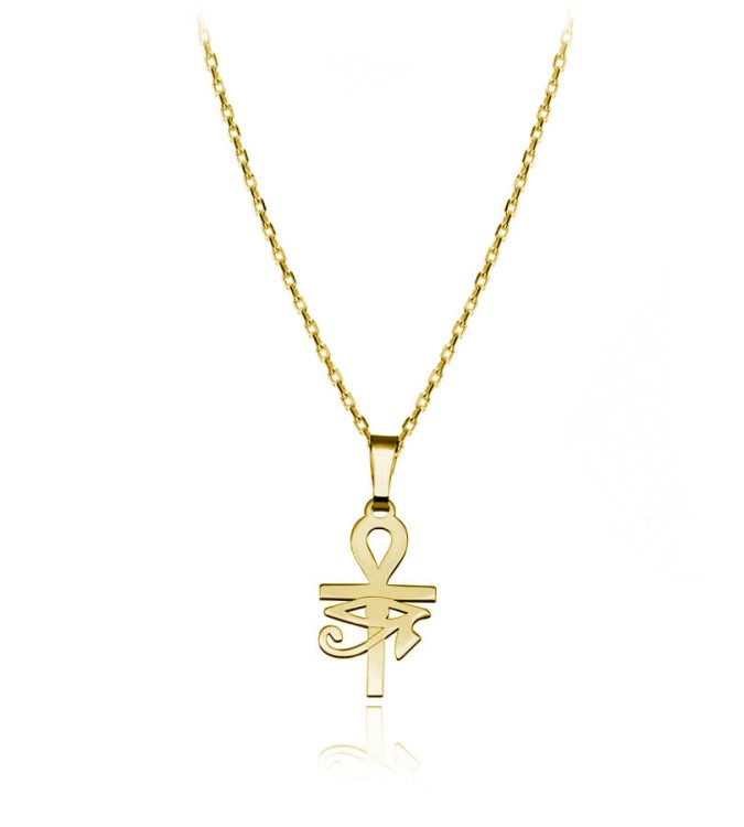 naszyjnik krzyz ankh oko horusa złocony