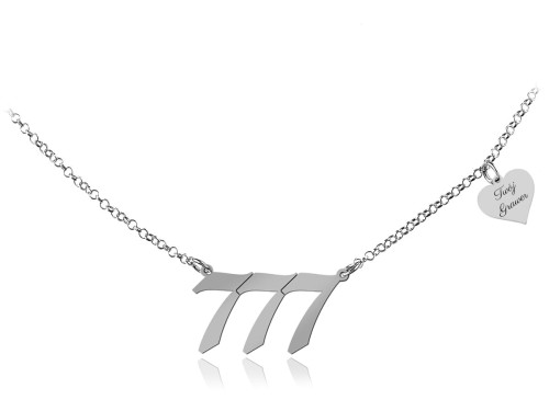 naszyjnik liczby anielskie i serce platynowany