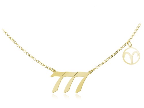 naszyjnik liczby anielskie i znak zodiaku złoty