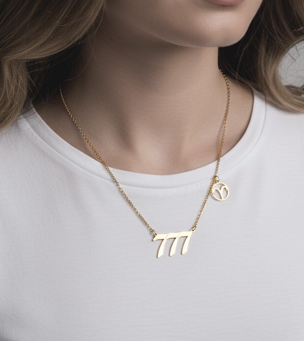 naszyjnik liczby anielskie i znak zodiaku złoty