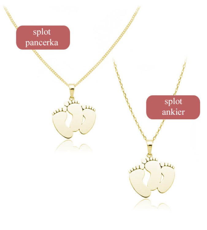 złoty naszyjnik trzy stopki - porównanie łańcuszków