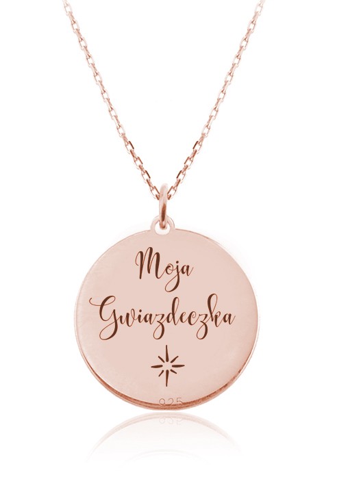 naszyjnik z medalionem z gwiazdką różowe złoto