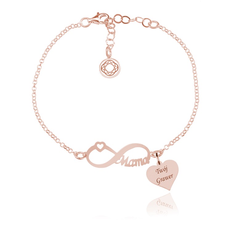 bransoletka nieskończoność infinity mama serce rose gold