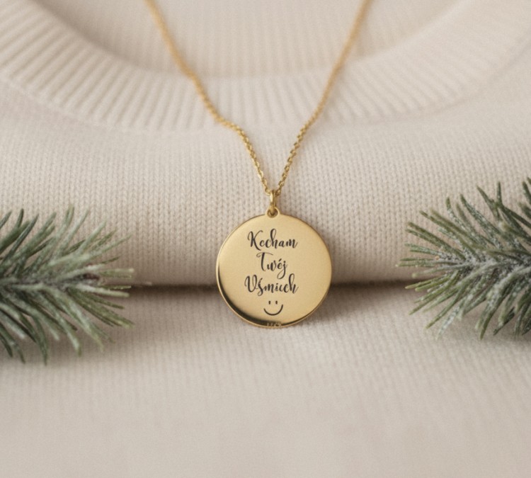 złoty naszyjnik kocham twój uśmiech
