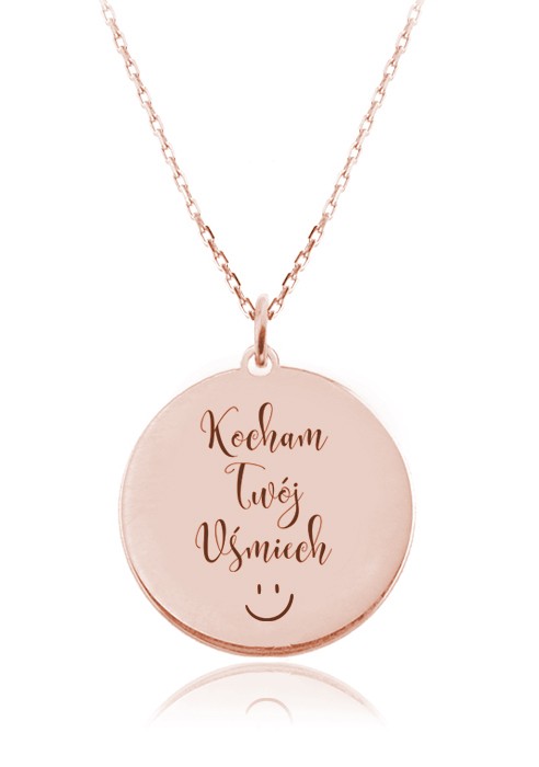 złoty naszyjnik kocham twój uśmiech różowe złoto