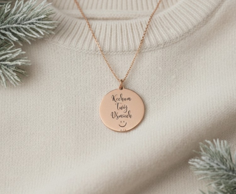 złoty naszyjnik kocham twój uśmiech różowe złoto