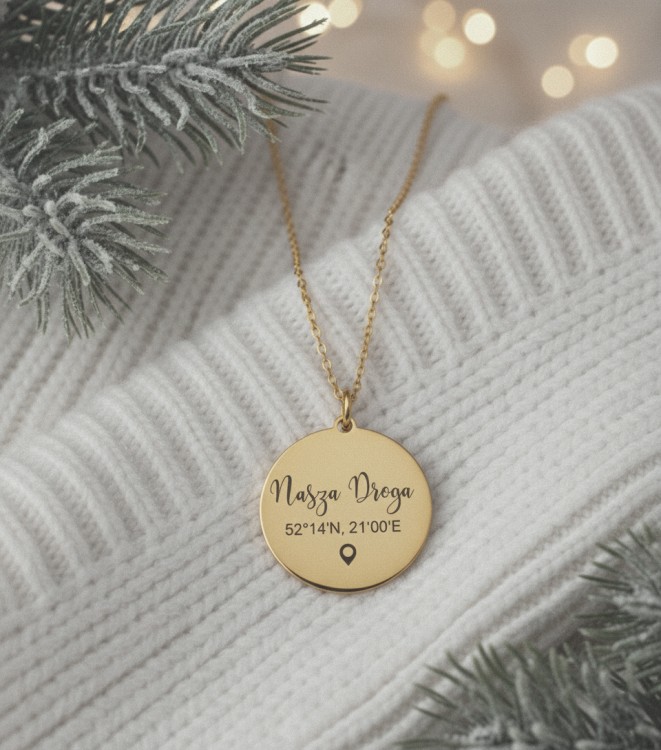 naszyjnik nasza droga, naszyjnik ze współrzędnymi,