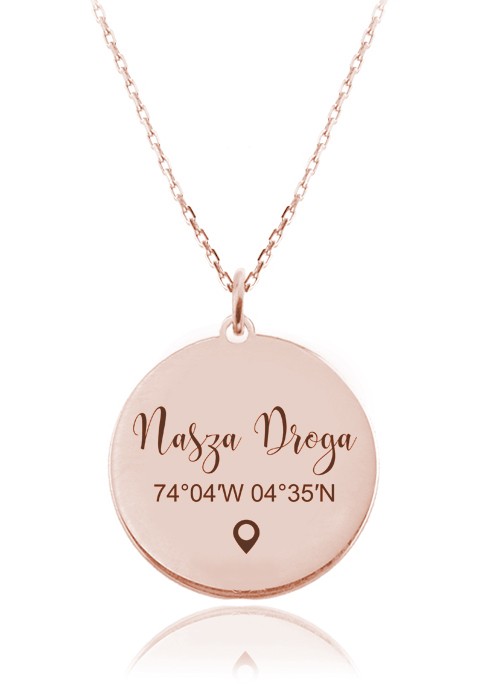 naszyjnik nasza droga, naszyjnik ze współrzędnymi,