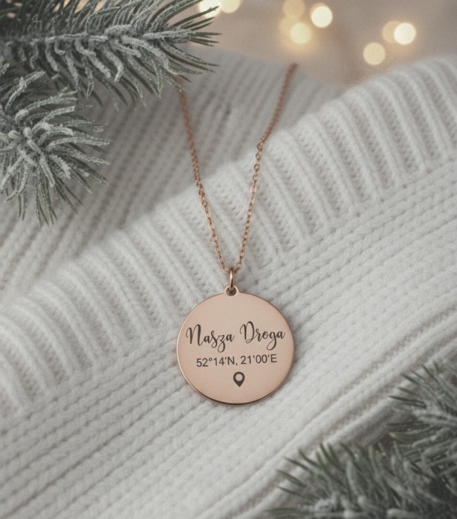 naszyjnik nasza droga, naszyjnik ze współrzędnymi,