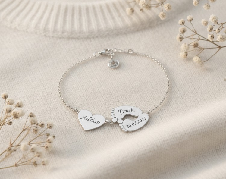 bransoletka serce stópki