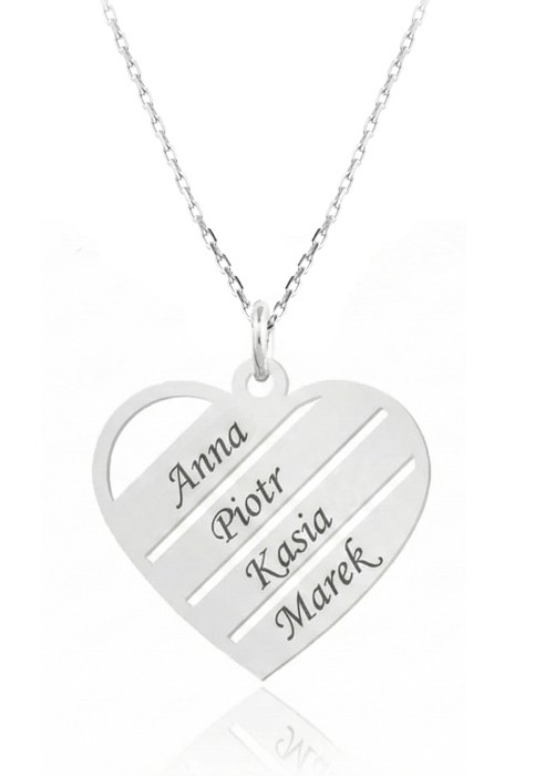 serce z grawerem łańcuszek splot ankier