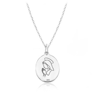 Medalik z Matką Boską na chrzest łańcuszek ankier