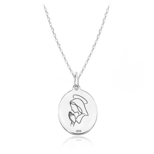 Medalik z Matką Boską na chrzest łańcuszek ankier
