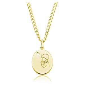 Medalik na komunię dla chłopca z grawerem 24k złocenie