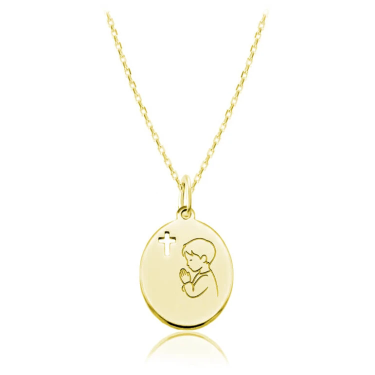 Pamiątka chrztu dla chłopca srebrny łańcuszek ankier złocony