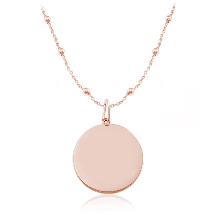naszyjnik medalion różowe złoto głańcuszek kulki