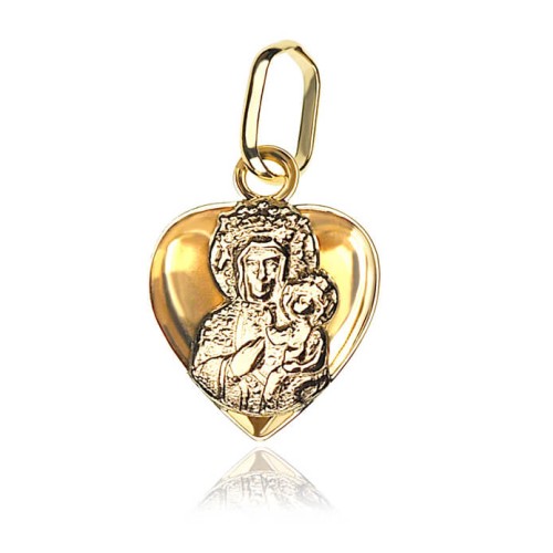medalik Matka Boska z Dzieciątkiem pamiątka Chrztu Pierwszej Komunii złoto 585