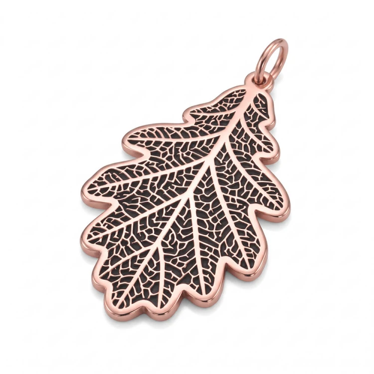 wisior liść dębu rose gold