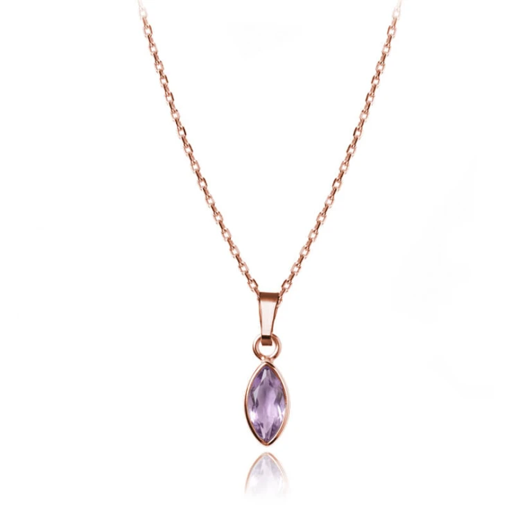 naszyjnik z ametrynem w oprawie rose gold