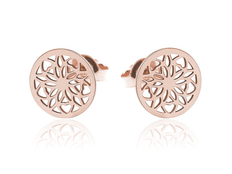 kolczyki rozetki różowe złoto