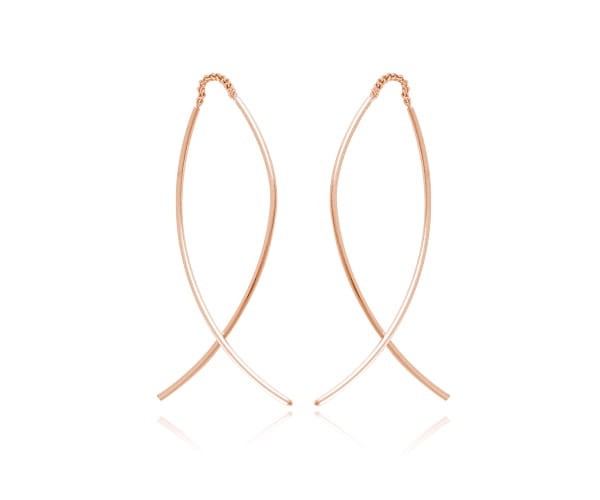 długie wiszące kolczyki przewlekane przez ucho