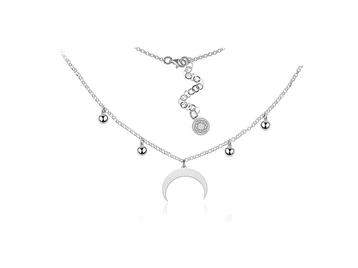 NASZYJNIK  CHOKER - KSIĘŻYC I KULKI - LUNULA - DŁUGOŚCI