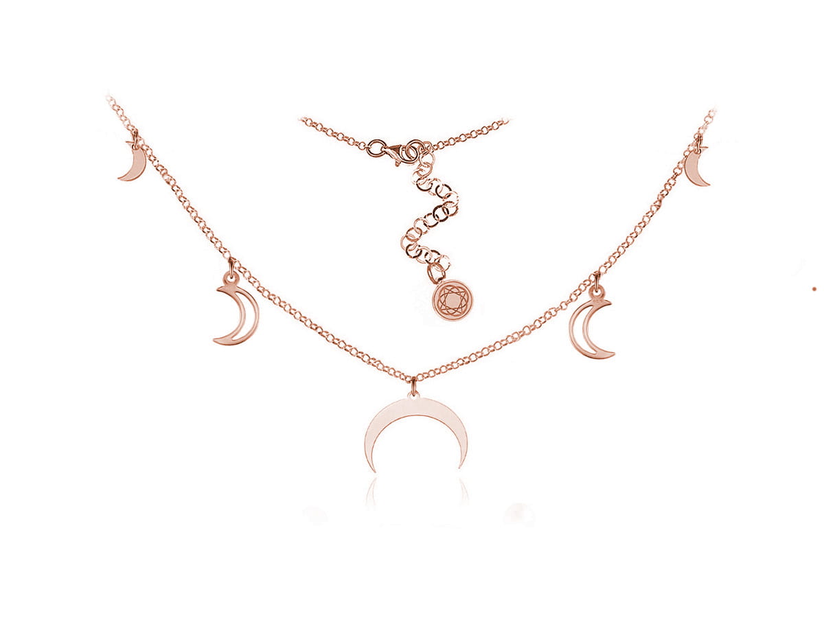 Naszyjnik Srebrny Saga II - Księżyce - rose gold