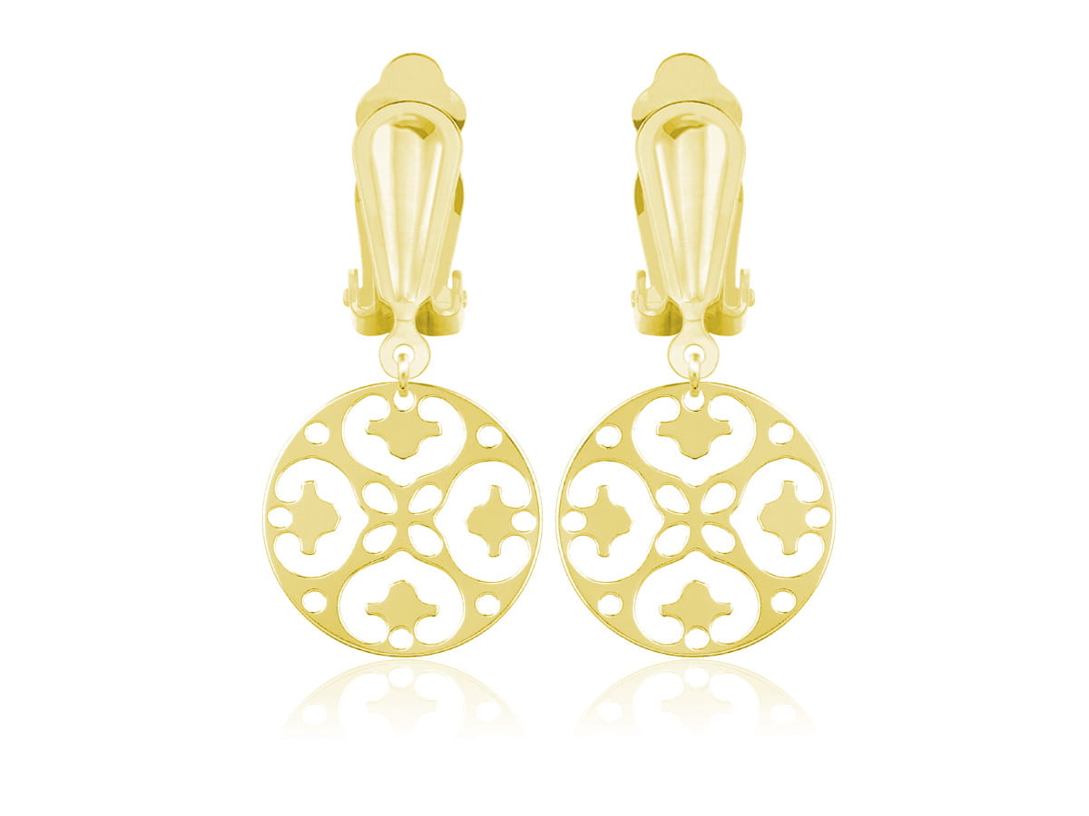 Srebrne klipsy Jaśmina z rozetą - 24k złocenie