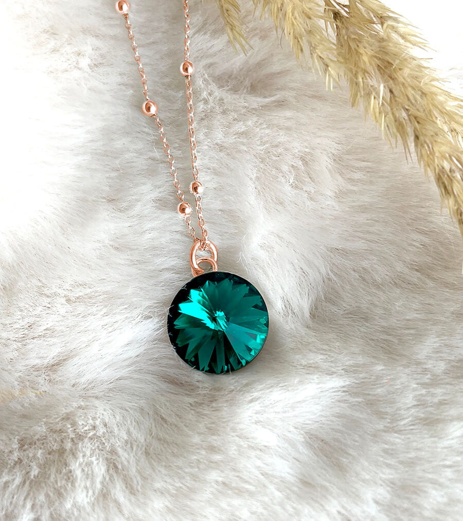 Naszyjnik Cristiana z kryształkiem - rose gold