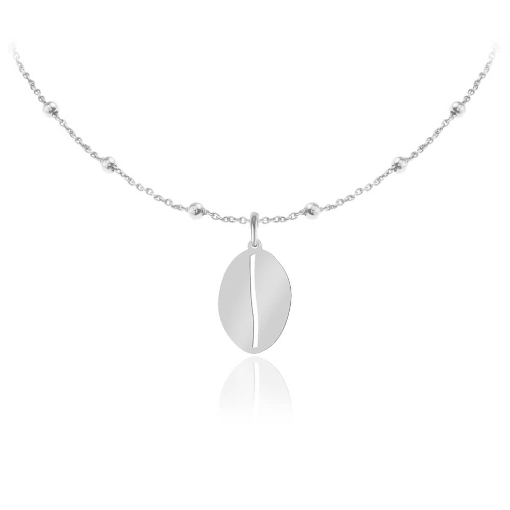 Srebrny naszyjnik - Ziarno Kawy - łańcuszek kulki