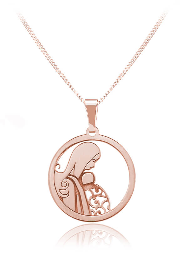 Naszyjnik Mama z dzieckiem w chuście - rose gold