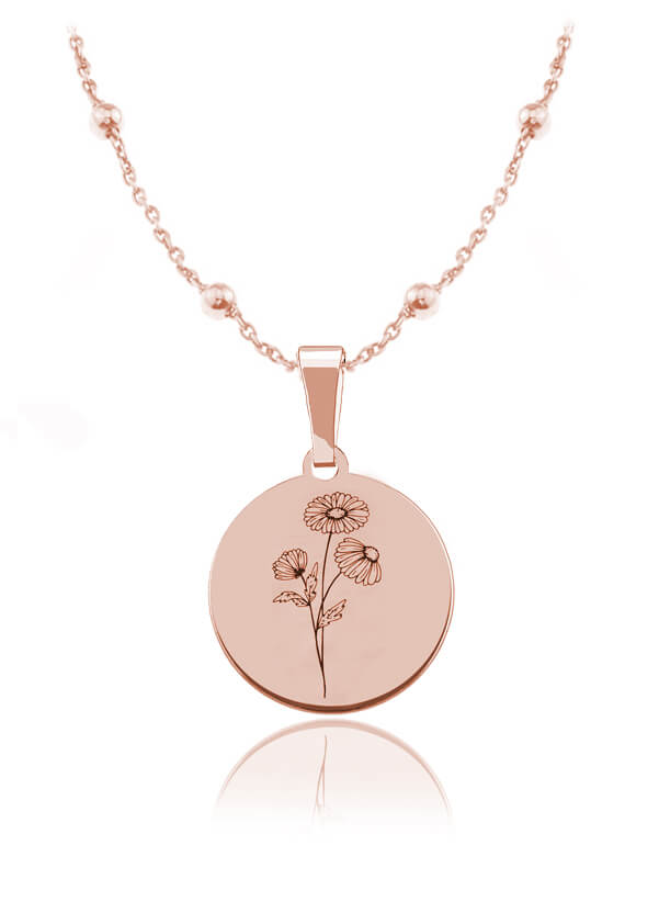 Kwiaty Polskie - Naszyjnik z Rumiankiem - łańcuszek kulki - rose gold