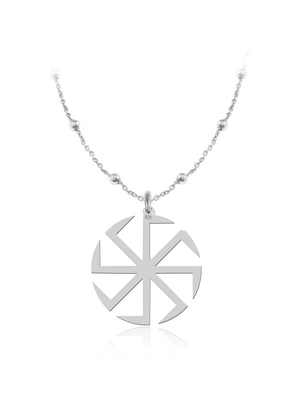 Srebrny naszyjnik Słowiański Kołowrót Swarga Swarożyca Swarzyca II 