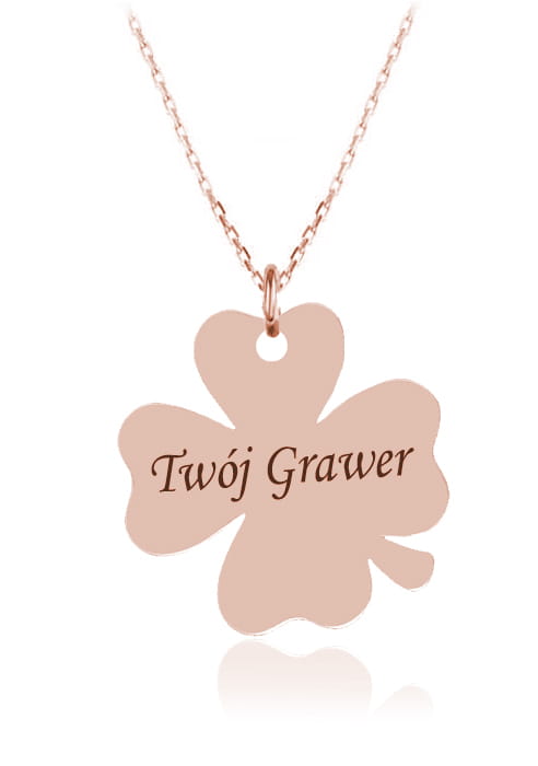 Srebrny naszyjnik Koniczynka - Grawer - rose gold
