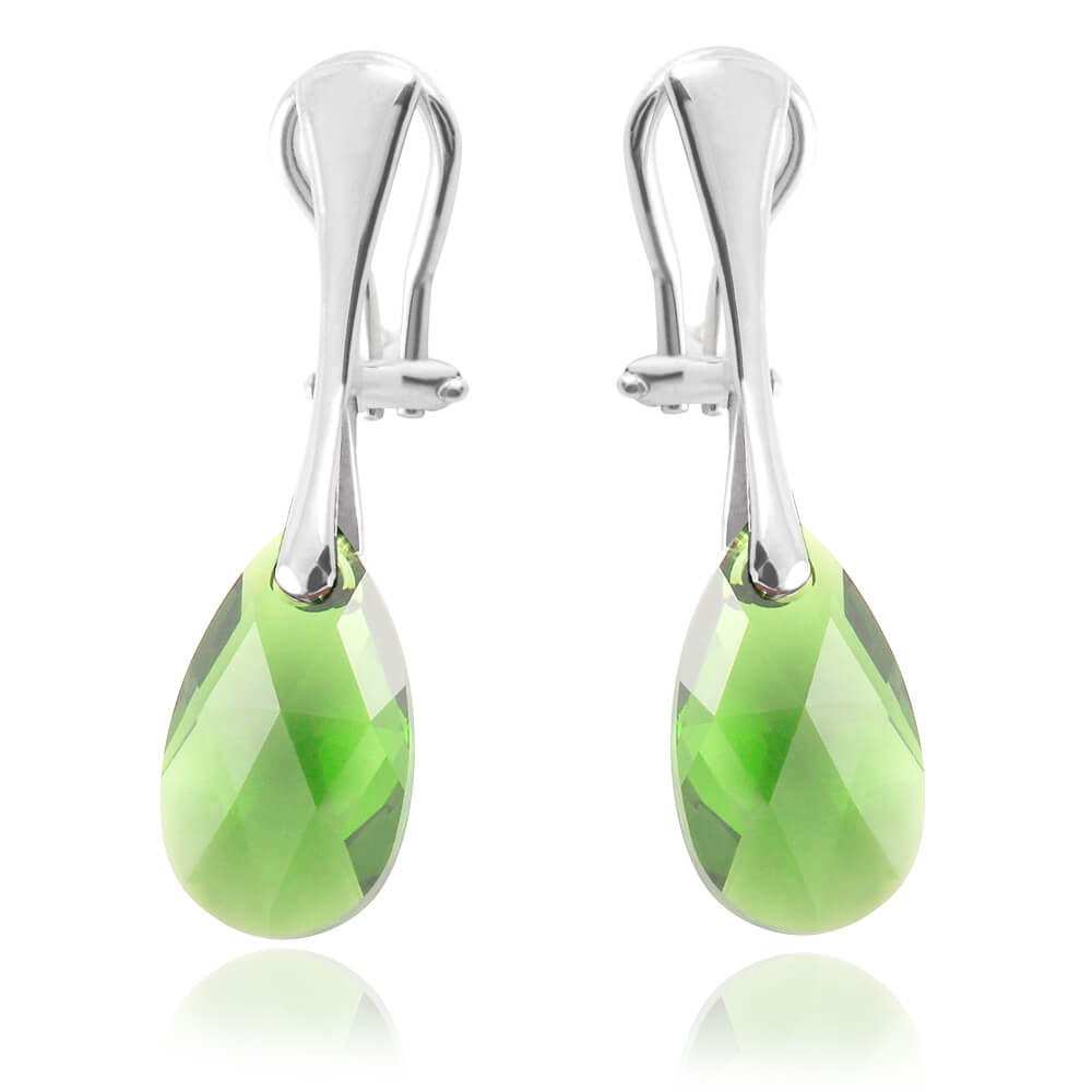 Srebrne klipsy z kryształem Swarovski® - 16mm - Peridot