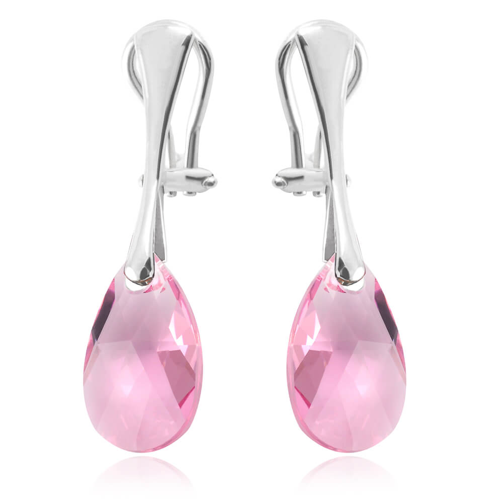 Srebrne klipsy z kryształem Swarovski® - 16mm - Light Rose