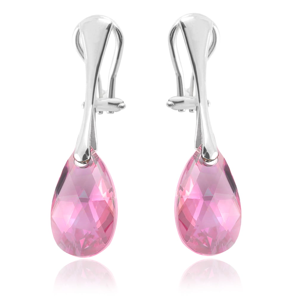 Srebrne klipsy z kryształem Swarovski® - 16mm - Light Rose AB