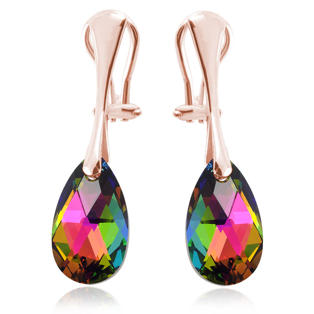Srebrne klipsy z kryształem Swarovski® - 16mm - Vitrail Medium - rose gold